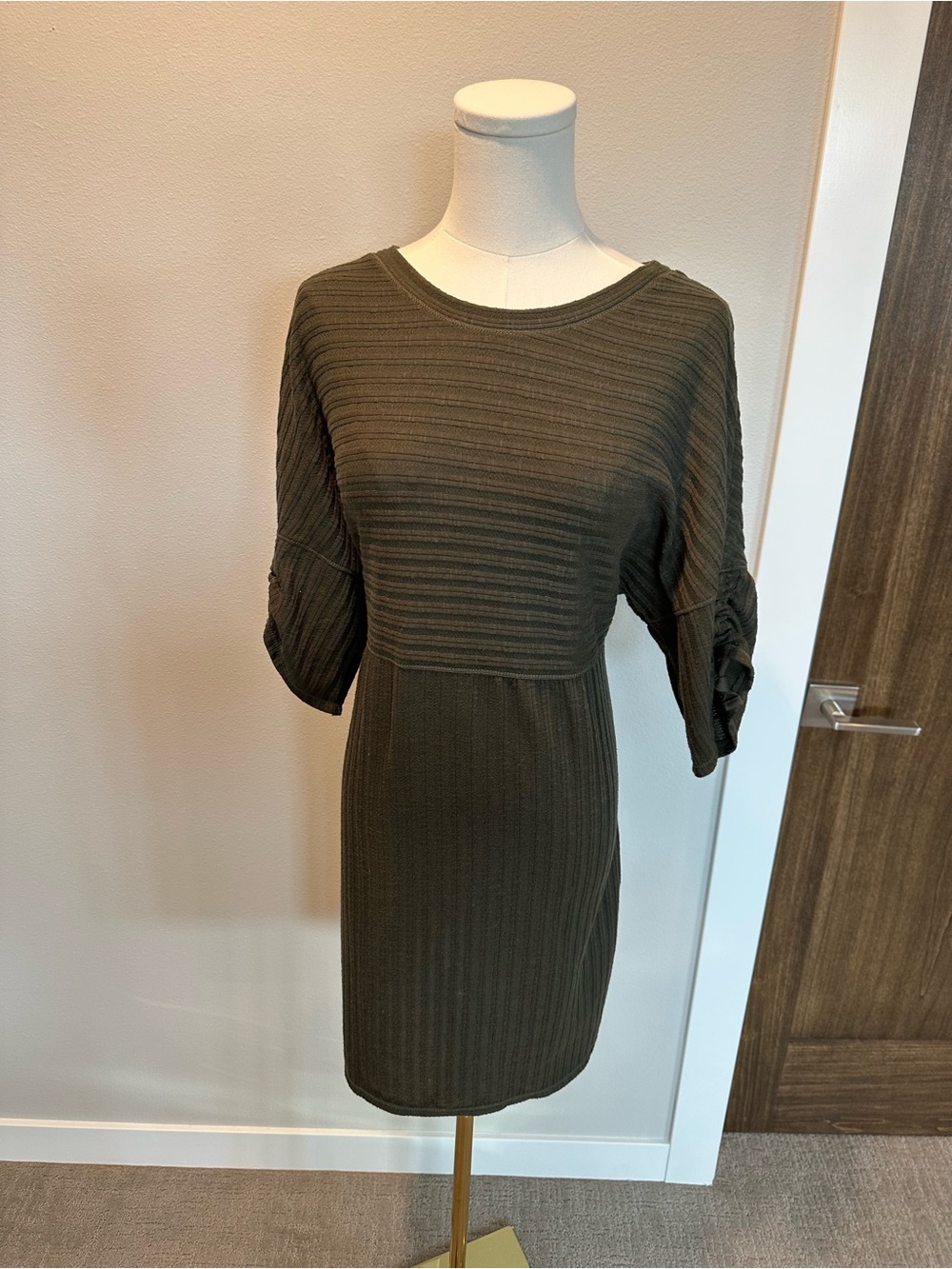 Max Studio Olive Ribbed Midi Dress